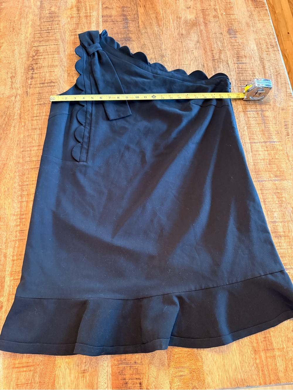 Victoria Beckham One-Shoulder Black Scallop Trim Dress